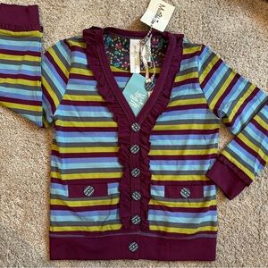 Matilda Jane striped Cardigan size 6. Spare button.